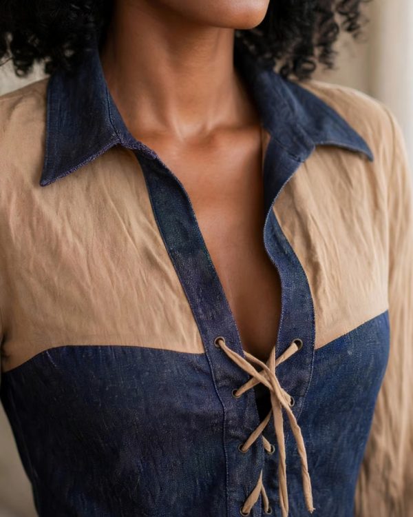 Two-Tone Denim top