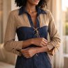 Two-Tone Denim top