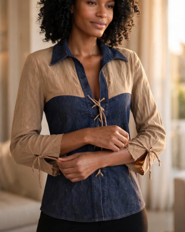 Two-Tone Denim top