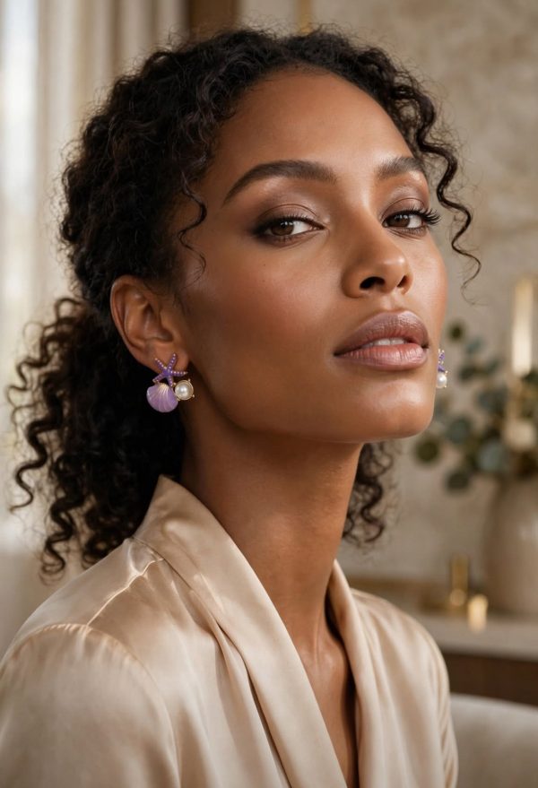 luxury_earring_campaign_3 purple shell earring