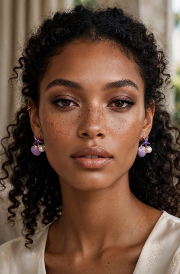 luxury_editorial_portrait_1 purple shell earring