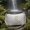 luxury_handbag_waterfall Monogram Chain Shoulder Bag (White & Gold)