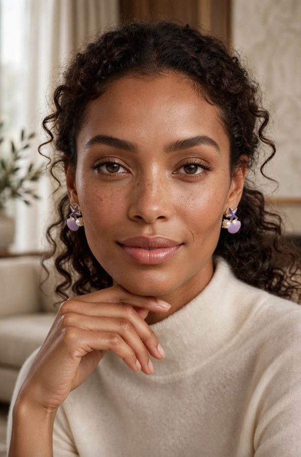 luxury_sea_earrings_campaign purple shell earring