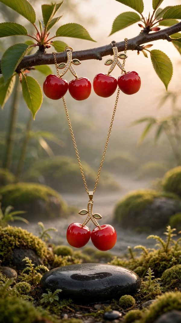 zen_garden_cherry_jewelry cherry drop necklace set