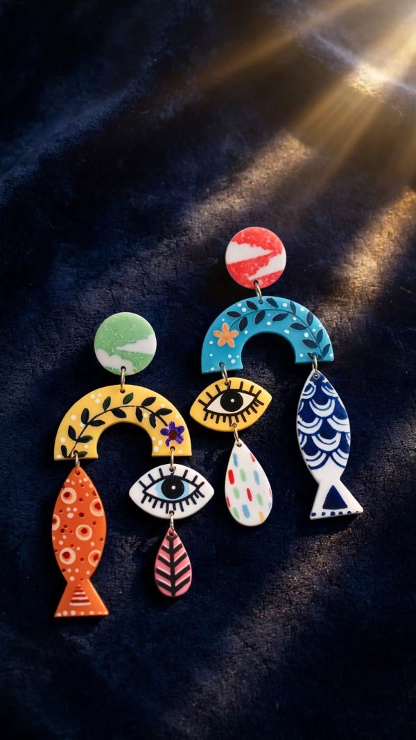 Mismatched Artisan Charm Earrings