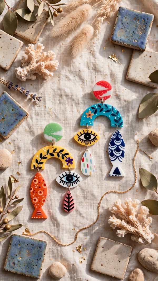Mismatched Artisan Charm Earrings