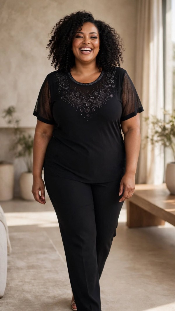 Embellished Mesh Top