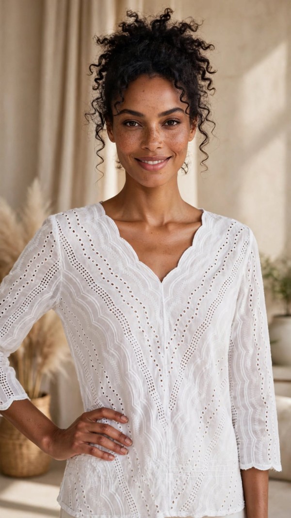 White Eyelet Top