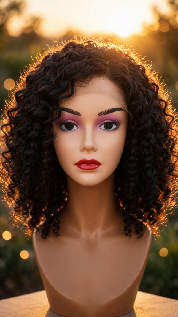 Black Curly Wig Lace Front