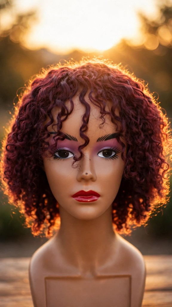 Burgundy Curly Wig