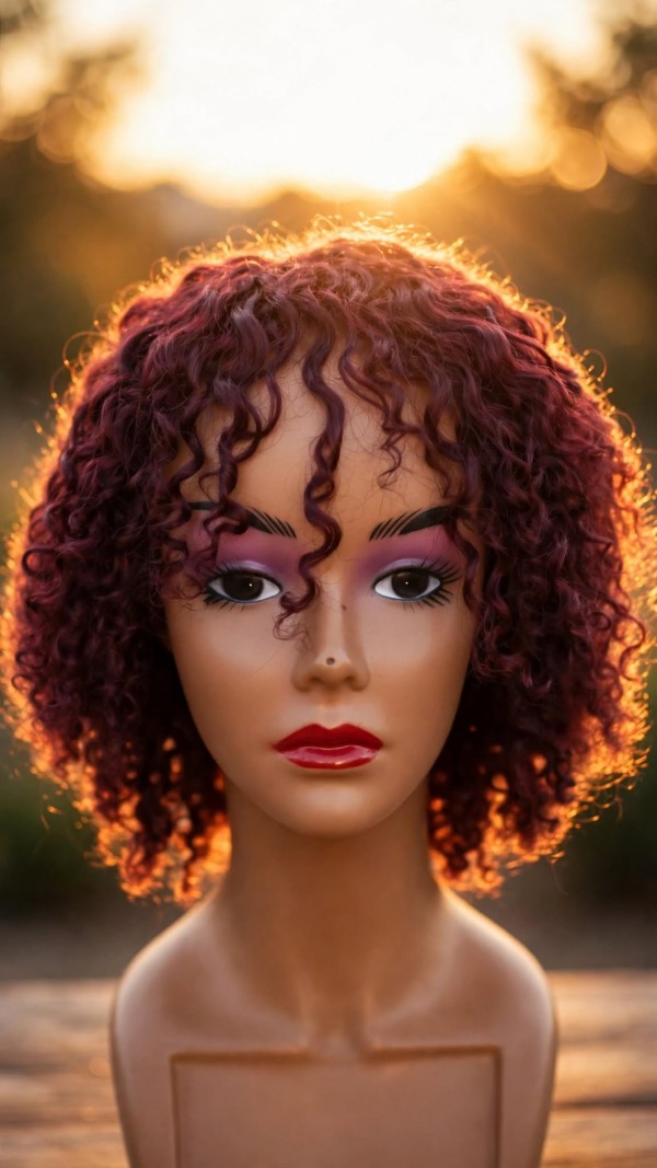 Burgundy Curly Wig