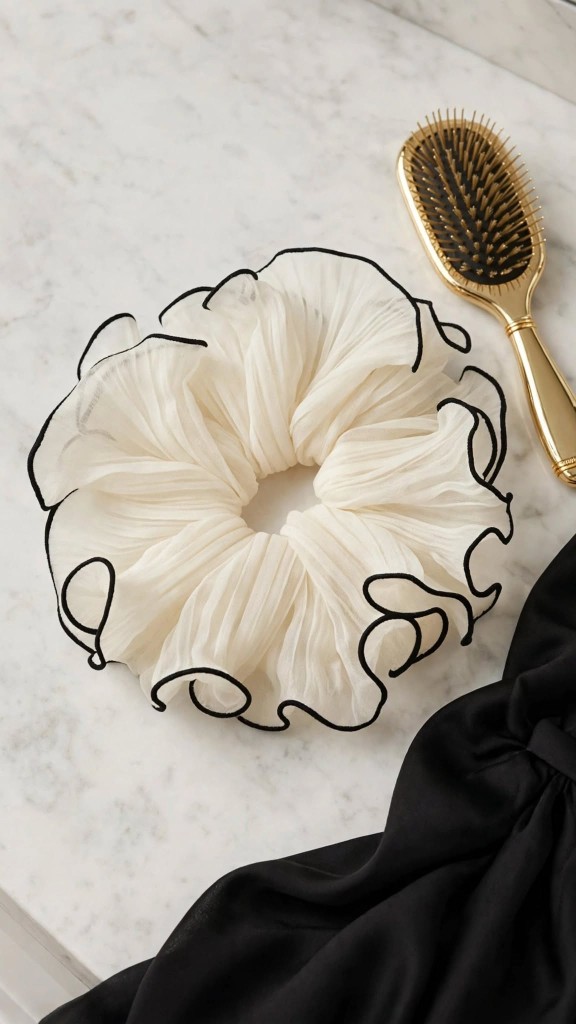 Off-White Organza Scrunchie Black Edge