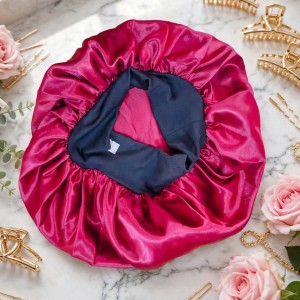 Satin Hair Bonnet Wine Red