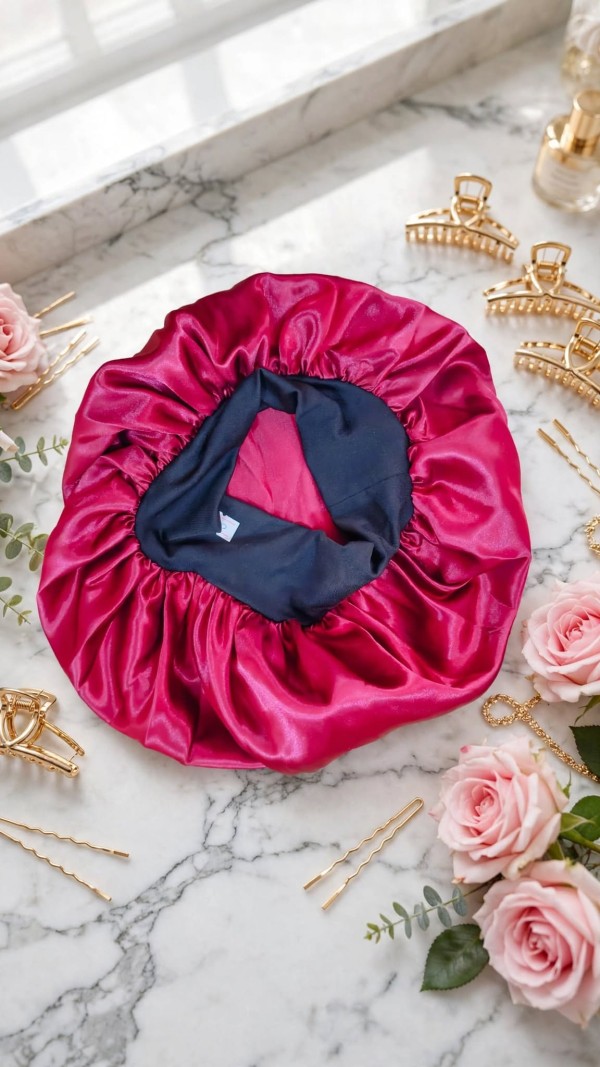 Satin Hair Bonnet Wine Red