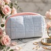 Quilted Plush Makeup Pouch Blue