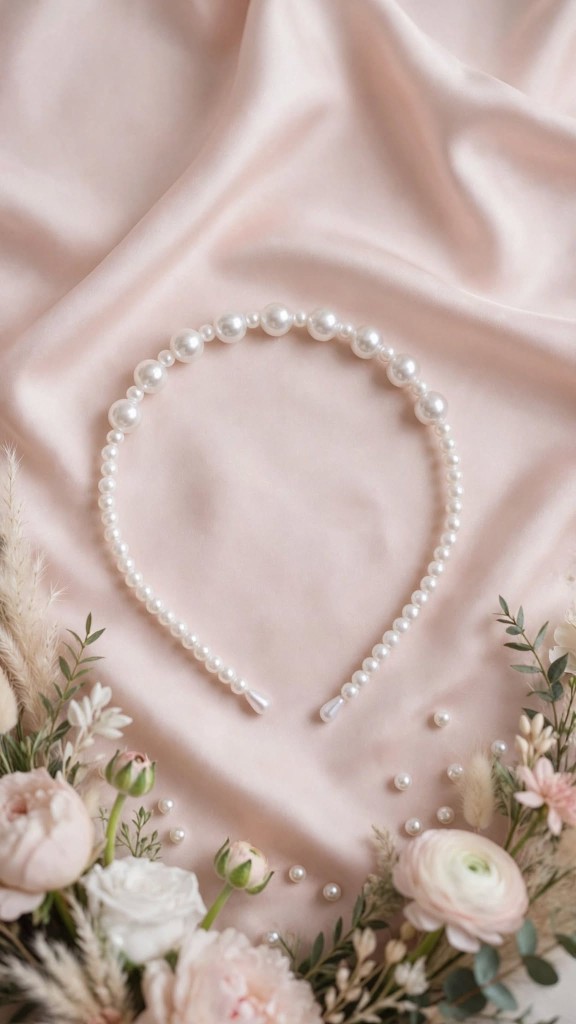 White Pearl Headband Bridal