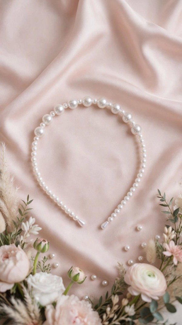 White Pearl Headband Bridal
