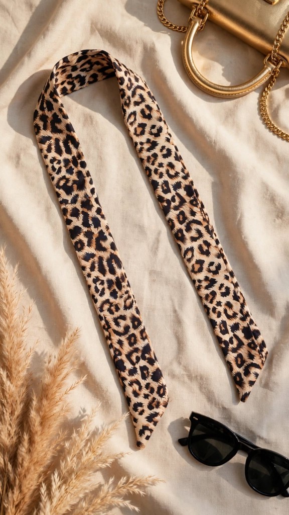 Leopard Print Skinny Scarf Twilly