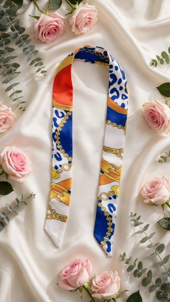 Chain Print Twilly Skinny Scarf