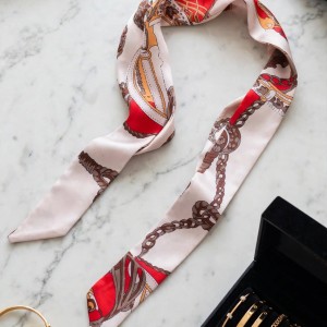 Red Chain Print Twilly Scarf