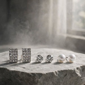 3 in 1 Earring Set Silver Stud