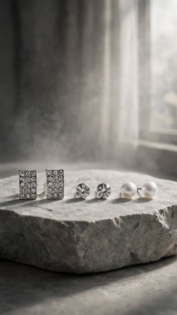 3 in 1 Earring Set Silver Stud