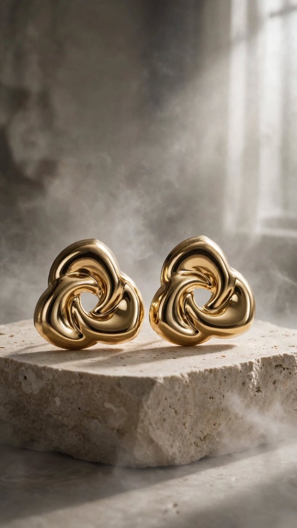 Gold Twisted Knot Stud Earrings