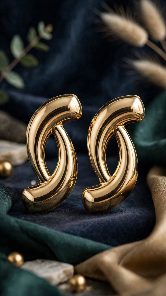 Gold Twisted Loop Statement Earrings